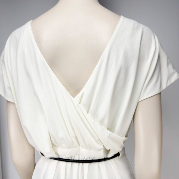 ADAY Minimalist Multiway Stretch Travel White Maxi Dress with Black Belt sz S - Picture 13 of 16